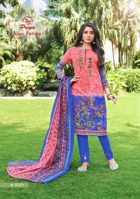 Js Priya Noor Fatima 5 Latest Fancy Collection Of Designer Printed Pure Cotton Dress Material